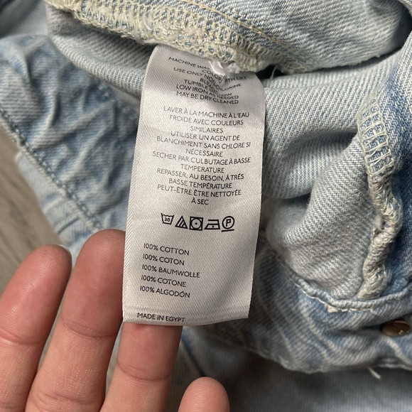 Free People We The Free Wide Leg Light Wash Blue Jeans Sz 31 Denim Buckle Back - Picture 5 of 12